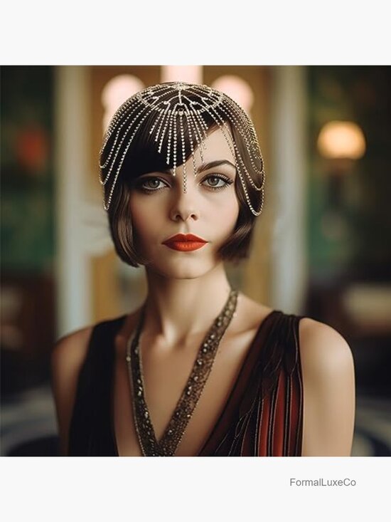 1920s Rhinestone Headpiece Flapper Beaded Cap Hair Jewelry Roaring 20s Gatsby main image 4